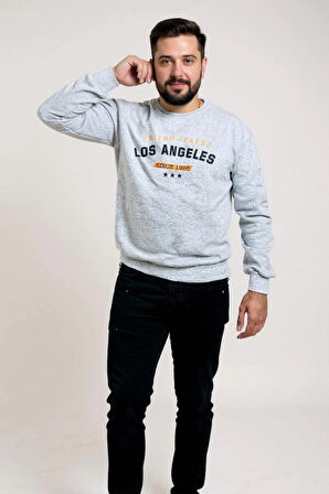 Bisiklet Yaka Ön Baskılı Oversize Erkek Sweatshirt