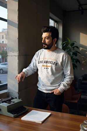 Bisiklet Yaka Ön Baskılı Oversize Erkek Sweatshirt