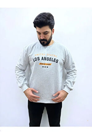 Bisiklet Yaka Ön Baskılı Oversize Erkek Sweatshirt