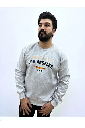 Bisiklet Yaka Ön Baskılı Oversize Erkek Sweatshirt