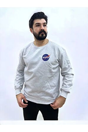 Bisiklet Yaka Ön Baskılı Oversize Erkek Sweatshirt