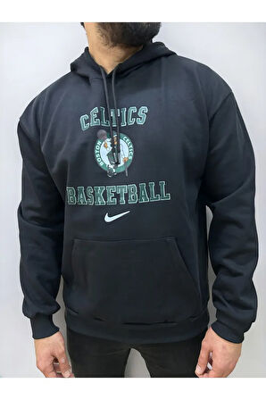 Kapşonlu Ön Baskılı Erkek Sweatshirt Oversize