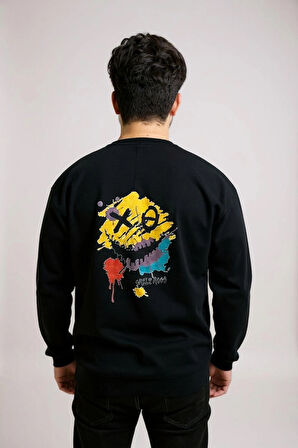 Bisiklet Yaka Erkek Baskılı Sweatshirt