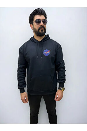 Kapşonlu Ön Baskılı Oversize Erkek Sweatshirt