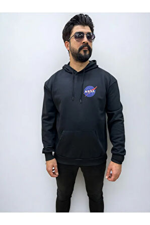 Kapşonlu Ön Baskılı Oversize Erkek Sweatshirt
