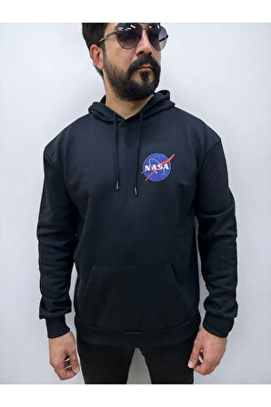 Kapşonlu Ön Baskılı Oversize Erkek Sweatshirt