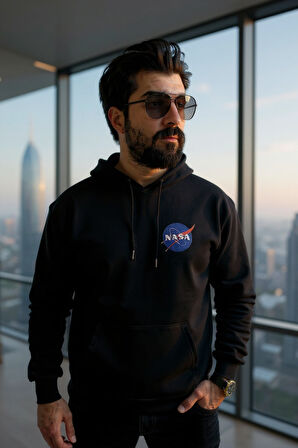 Kapşonlu Ön Baskılı Oversize Erkek Sweatshirt