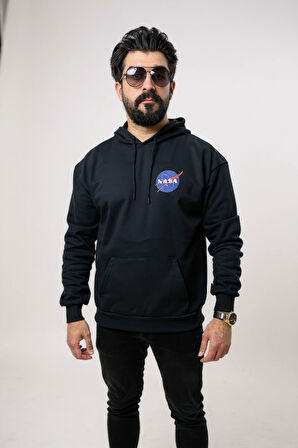 Kapşonlu Ön Baskılı Oversize Erkek Sweatshirt