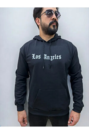 Kapşonlu Ön Baskılı Oversize Erkek Sweatshirt