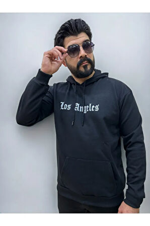 Kapşonlu Ön Baskılı Oversize Erkek Sweatshirt