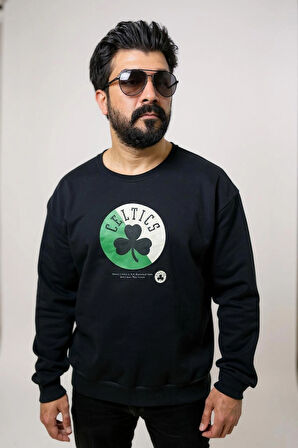 Bisiklet Yaka Erkek Baskılı Sweatshirt