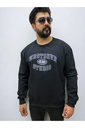Bisiklet Yaka Erkek Baskılı Sweatshirt