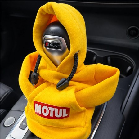 Sarı Kapüşonlu Vites Kılıfı – Motul Logolu Oto Vites Hoodie Kılıfı Universal Uyumlu Şık Tasarım