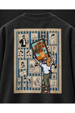 Sunflower Gallery Siyah Baskılı Sweatshirt
