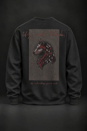 Kurt Baskılı Siyah Sweatshirt