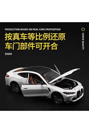 BMW M4 1:23 BMW M4 G82 Kapıları Açılabilen Model Araba Beyaz