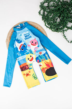 Erkek Çocuk Baby Shark Uzun Kollu Mayo