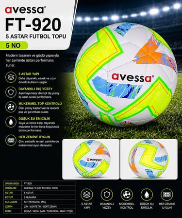 Premium FT-920 Futbol Topu 5 Astar Krampon Eşi Aktif Yaşam Cilt Top