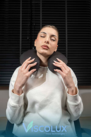 Ortopedik Visco Seyahat Yastığı - Visco Boyun Destekli Yastık Mavi 30x30x12