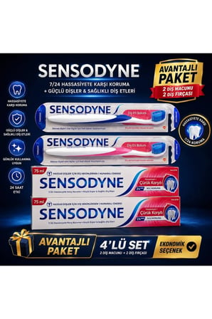 2 Adet Hassasiyet + Çürük Karşıtı Diş Macunu (75 ml) ● 2 Adet Diş Eti Bakımı Diş Fırçası