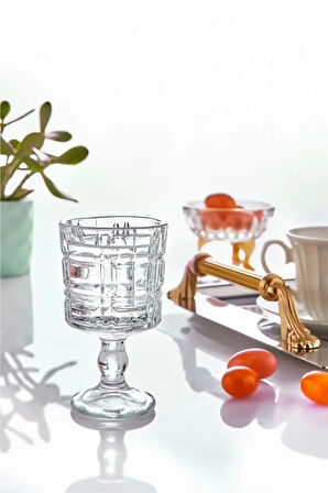 Cam Bardak 6 Lı Ayaklı Lusy Kahve Yanı Su Bardağı, Coffee, Water Glass 50ml