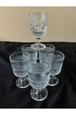 Cam Bardak 6 Lı Ayaklı Lusy Kahve Yanı Su Bardağı, Coffee, Water Glass 50ml