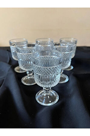 Cam Bardak 6 Lı Ayaklı Lusy Kahve Yanı Su Bardağı, Coffee, Water Glass 50ml
