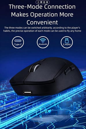 3 Modlu Kablosuz Oyun Mouse Type-C Şarjlı Bluetooth 2.4GHz Dual Mode 6400 DPI Ultra S203 siyah