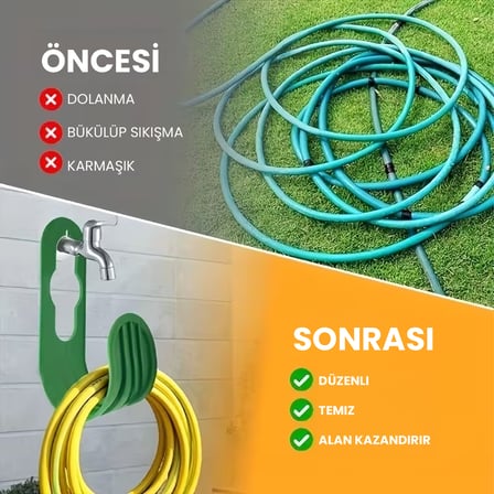 Microcase Çok Fonksiyonlu Toplama Askısı - Musluğa ve Duvara Monte Edilebilir - Dış Mekan Su Hortumu Ve Kablo Düzenleyici Askı Aparatı - AL5903
