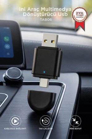 Premium Cihazı Otomobil Kablosuz Mini Araç Multimedya Dönüştürücü Adaptör TAB06 2IN1