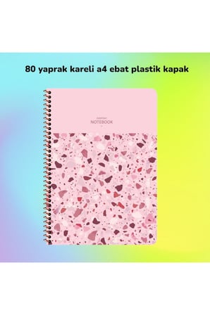 KARELİ A4 80 YAPRAK PLASTİK KAPAK TELLİ DEFTER TERAZZO KESKİN COLOR