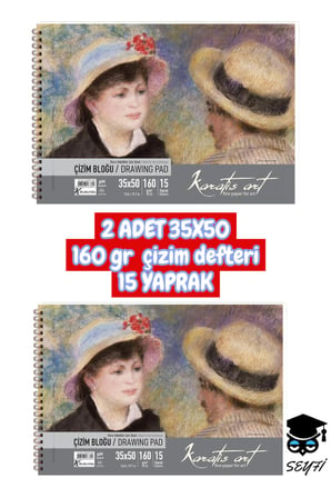 2 ADET 35X50 160 gr çizim defteri 15 YAPRAK