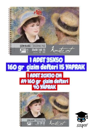 1 ADET 35X50 VE 20X30 CM A4 160 gr çizim defteri 15 VE 40 YAPRAK