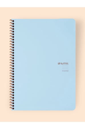 KARELİ 16x22 Cm Pastel Renk Telli Defter Telli Beyaz 80 Sayfalı Plastik Kapak MAVİ