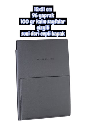 15x21 cm 96 yaprak 100 gr kalın sayfalar çizgili suni deri cepli kapak not defteri