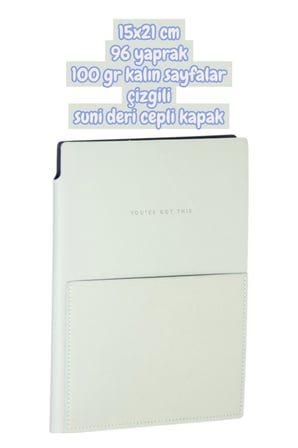 15x21 cm 96 yaprak 100 gr kalın sayfalar çizgili suni deri cepli kapak not defteri