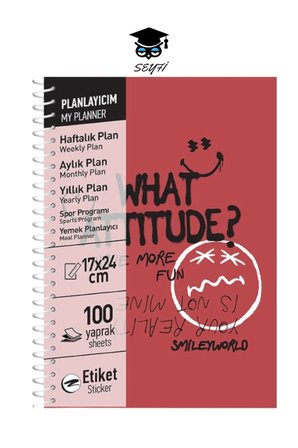17x24 CM 100 YAPRAK PLANLAYICI DEFTER STİCKER AYLIK HAFTALIK YILLIK YEMEK PLANNER SERT KAPAK TELLİ