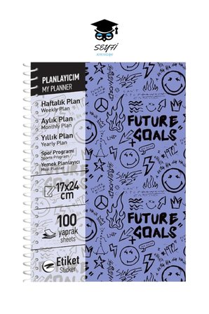 17x24 CM 100 YAPRAK PLANLAYICI DEFTER STİCKER AYLIK HAFTALIK YILLIK YEMEK PLANNER SERT KAPAK TELLİ