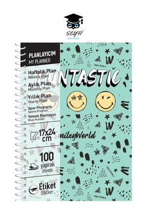 17x24 CM 100 YAPRAK PLANLAYICI DEFTER STİCKER AYLIK HAFTALIK YILLIK YEMEK PLANNER SERT KAPAK TELLİ