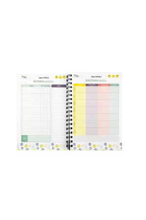 17x24 CM 100 YAPRAK PLANLAYICI DEFTER STİCKER AYLIK HAFTALIK YILLIK YEMEK PLANNER SERT KAPAK TELLİ