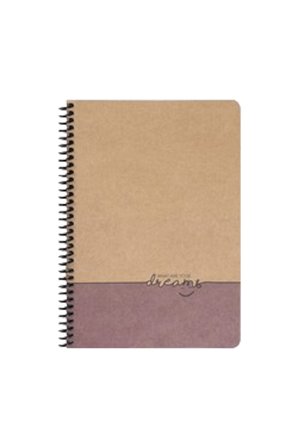 20x28 Cm 100 Sayfa Çizgisiz Telli Defter Kraft Kapak 70 Gr Krem Rengi Kağıt