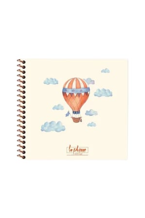 16x15 Cm Çizgisiz 50 Yaprak Sert Kapak Telli Defter 60 Gr Krem Rengi Kağıt Balon Desen