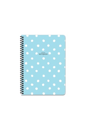 16x22 Cm Puantiye Desen Telli Defter Çizgisiz Telli Beyaz 80 Sayfalı Plastik Kapak