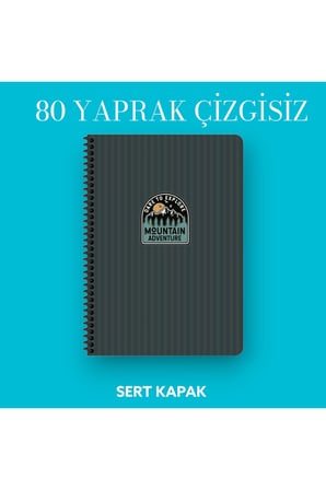 17x24 Cm Çizgisiz 80 Yaprak Outdoor Sert Kapak Telli Defter 70 Gr Ivory Kağıt