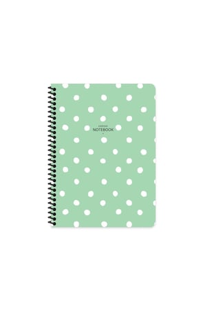 16x22 Cm Puantiye Desen Telli Defter Çizgisiz Telli Beyaz 80 Sayfalı Plastik Kapak