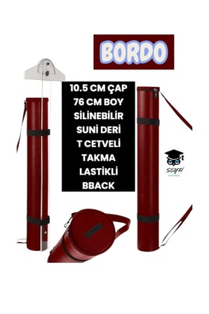 PROJE TÜPÜ 10.5 CM ÇAP 76 CM BOY SİLİNEBİLİR SUNİ DERİ T CETVELİ TAKMA LASTİKLİ BBACK