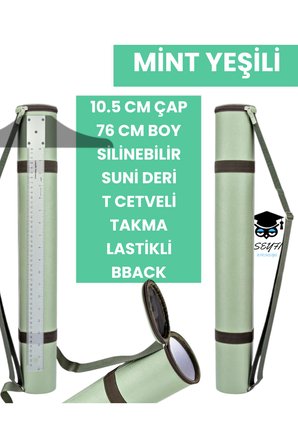 PROJE TÜPÜ BAZUKA 10.5 CM ÇAP 76 CM BOY SİLİNEBİLİR SUNİ DERİ T CETVELİ TAKMA LASTİKLİ BBACK