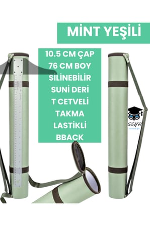 PROJE TÜPÜ BAZUKA 10.5 CM ÇAP 76 CM BOY SİLİNEBİLİR SUNİ DERİ T CETVELİ TAKMA LASTİKLİ BBACK