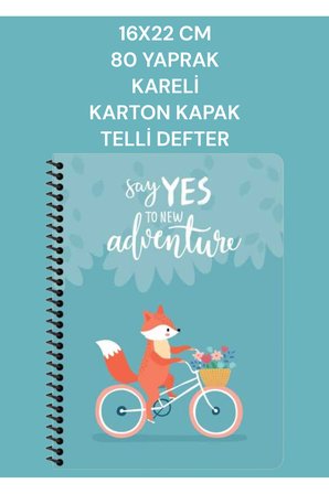 16x22 CM 80 Yaprak Kareli Karton Kapak Telli defter Gezginler Keskin Color