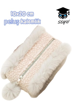 peluş kalemlik makyaj çantası 10x20 cm YERLİ ÜRETİM tek bölme geniş hacimli